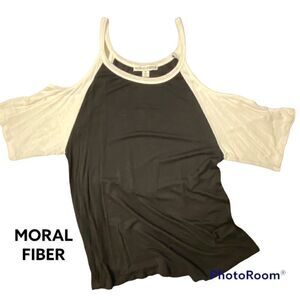 Woman’s JR Moral Fiber SZ M Cold Shoulder Baseball T-Shirt
